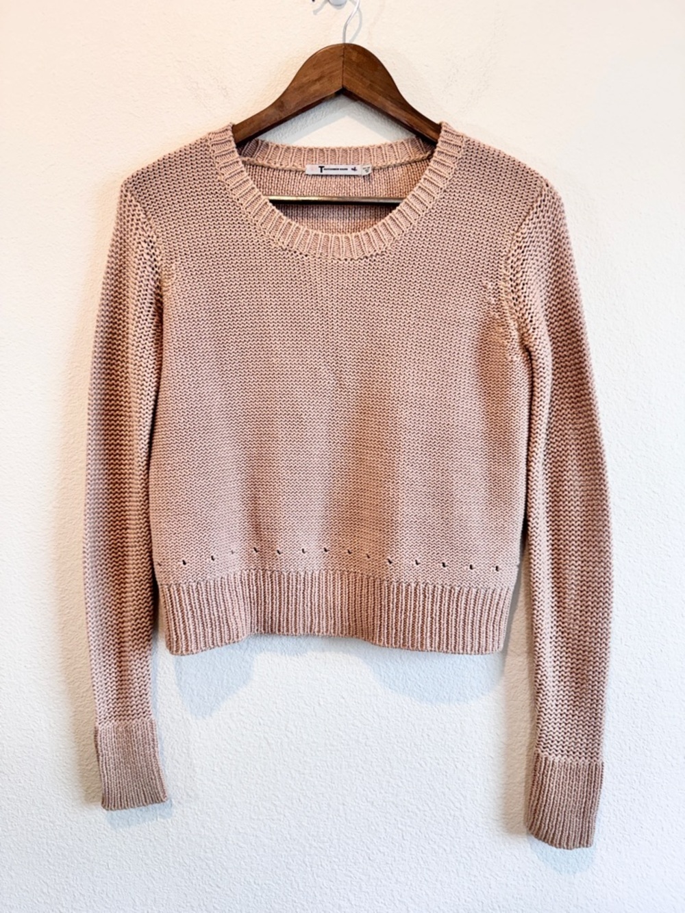 Alexander Wang Cropped Knit Sweater Minimalist Neutral Capsule Core XS B62 - Picture 2 of 8